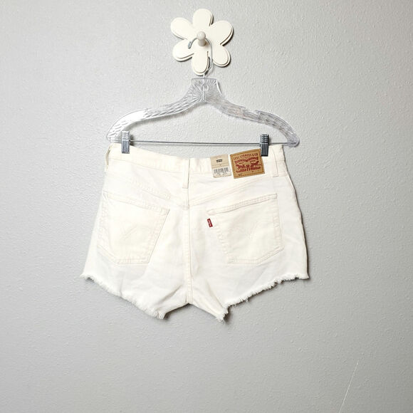 NWT LEVI'S White Distressed Shorties Jean Shorts - Picture 5 of 9